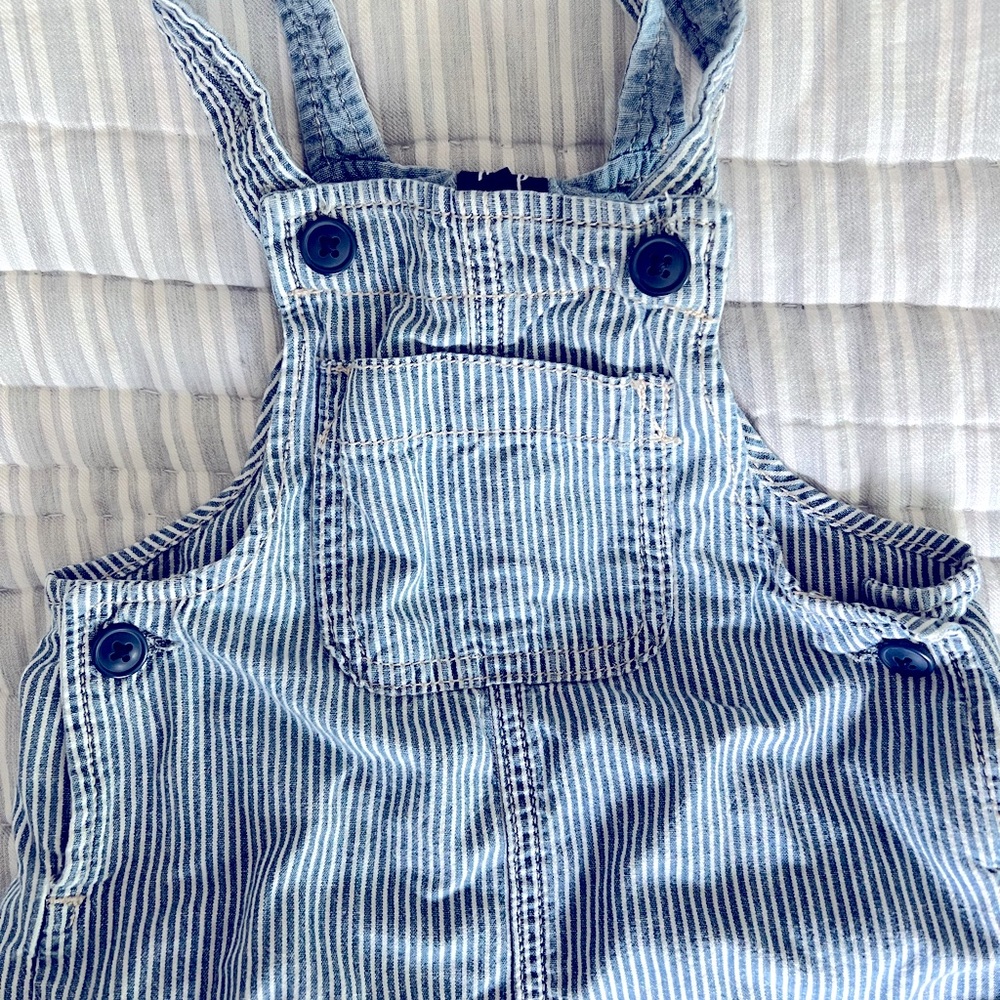 Gap denim striped overalls 18-24m